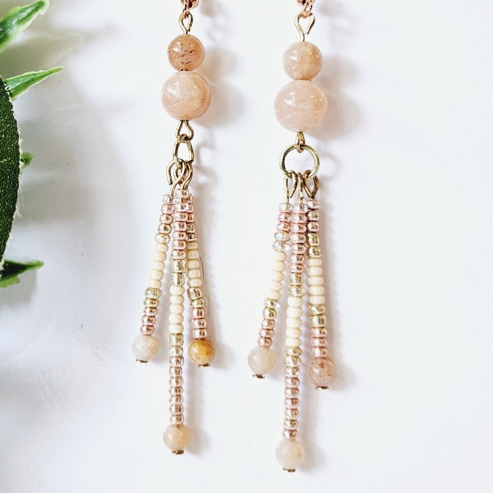 2/$27 | Triple Fringe Beaded Indigenous Native  Earrings | Handmade Jewelry